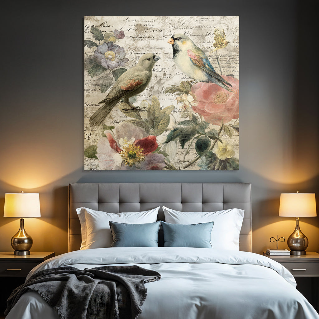 Vintage Und Shabby Voegel Und Blumen Vintage Botanik Illustration