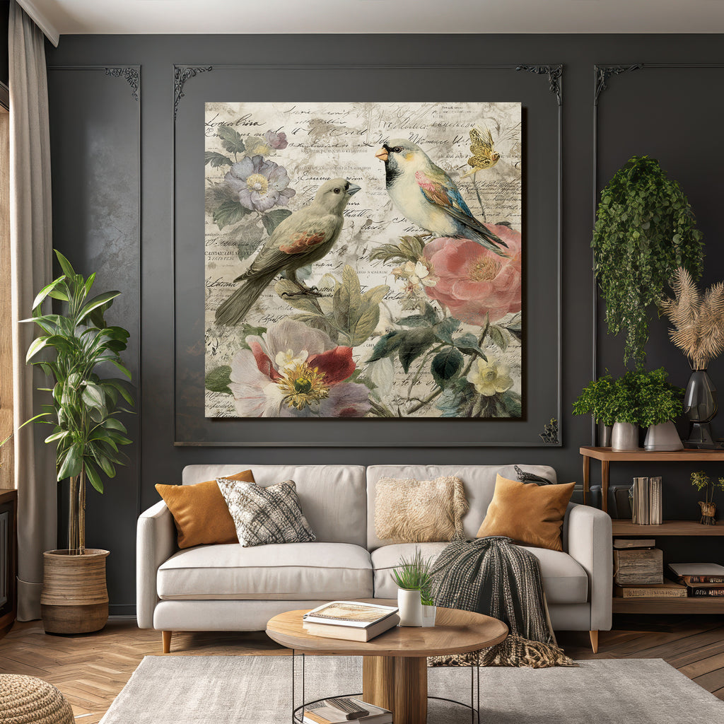 Vintage Und Shabby Voegel Und Blumen Vintage Botanik Illustration