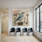 Vintage Und Shabby Vogel Und Blume Mit Schluesseln