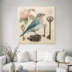 Vintage Und Shabby Vogel Und Blume Mit Schluesseln