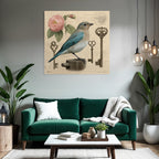 Vintage Und Shabby Vogel Und Blume Mit Schluesseln