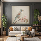 Vintage Und Shabby Vogelaufast Mit Blumen Hintergrund