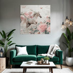 Vintage Und Shabby Weisses Pferd Vintage Blumen Hintergrund