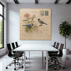 Vintage Und Shabby Zwei Voegel Blumen Illustration Vintage Botanisch