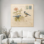 Vintage Und Shabby Zwei Voegel Blumen Illustration Vintage Botanisch