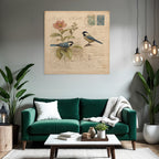 Vintage Und Shabby Zwei Voegel Blumen Illustration Vintage Botanisch