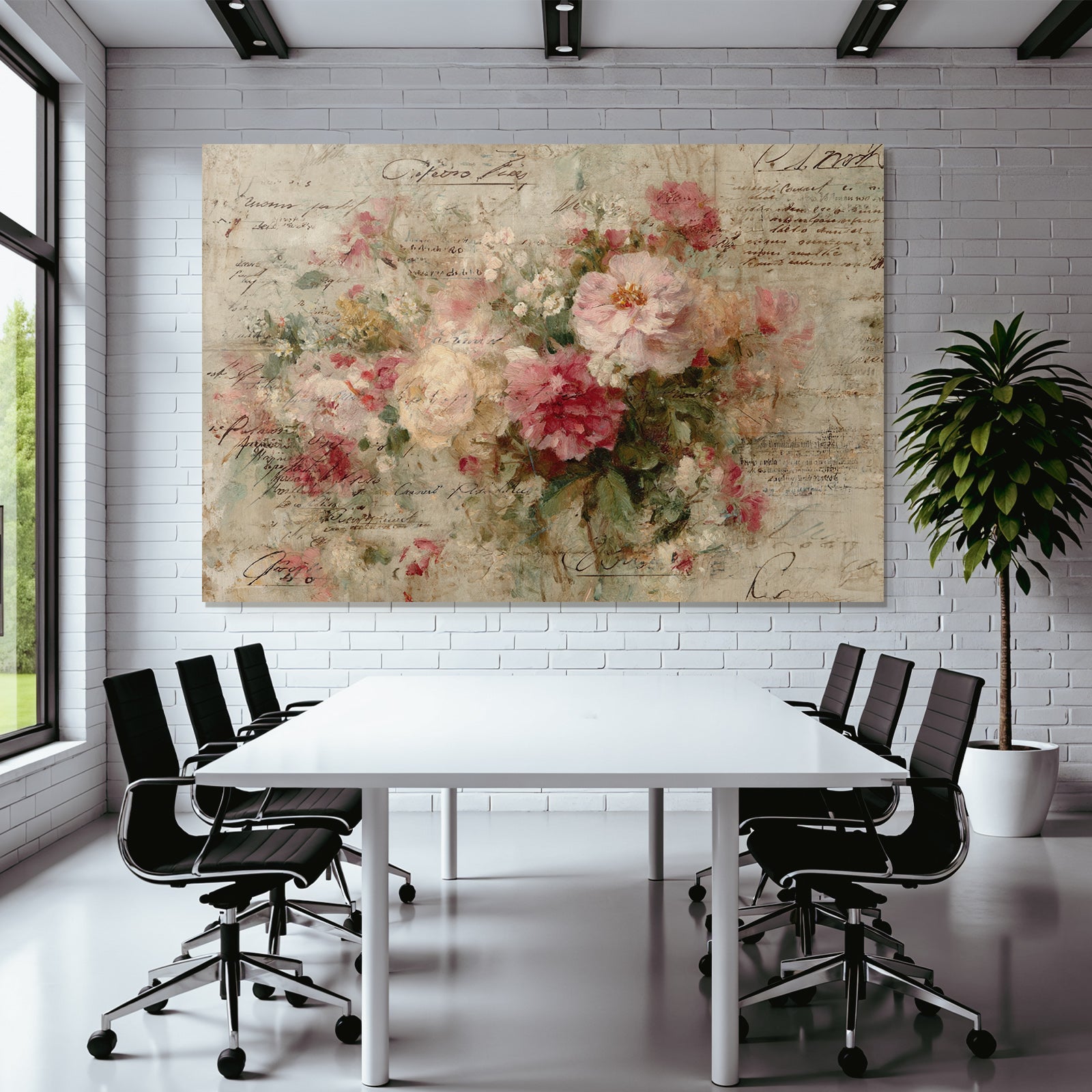 Vintage and shabby flower paintings handwritten text vintage art