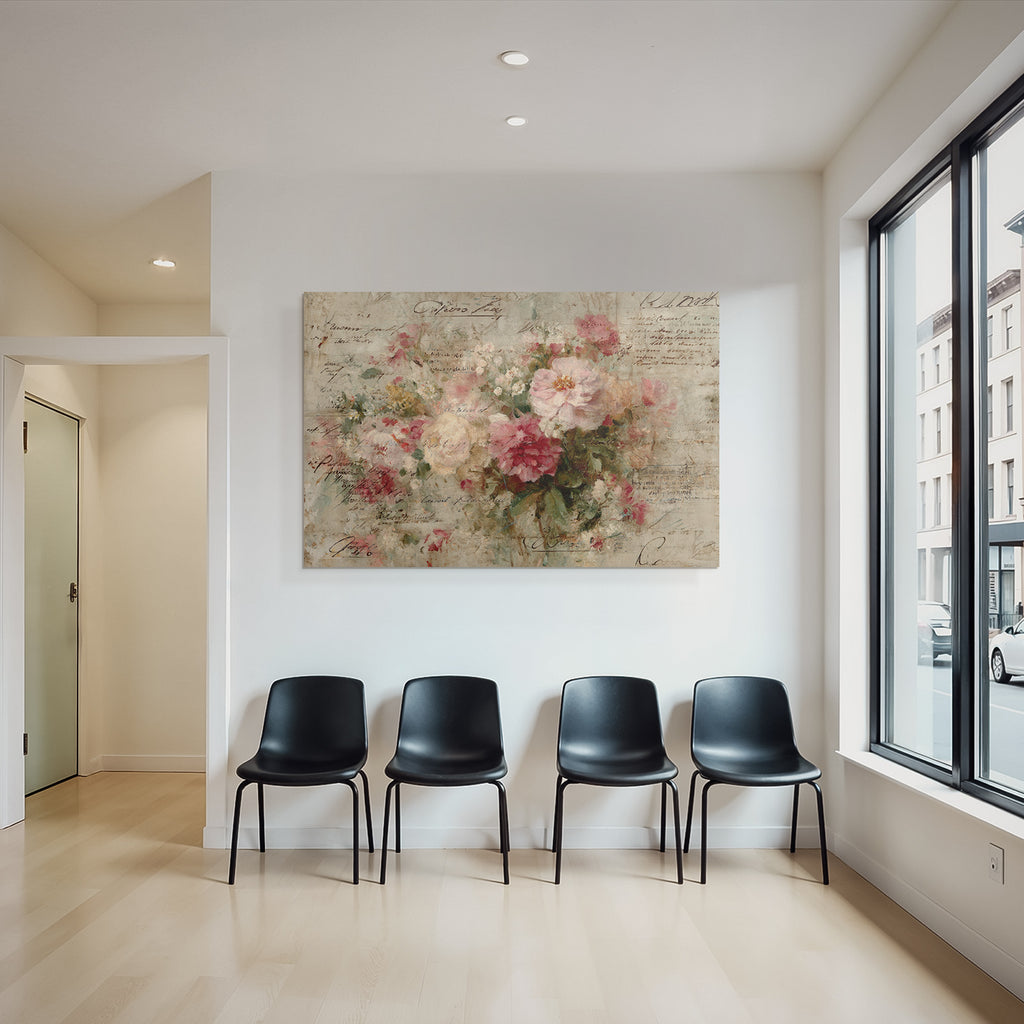 Vintage Und Shabby Blumen Gemaelde Handgeschriebenertext Vintagekunst