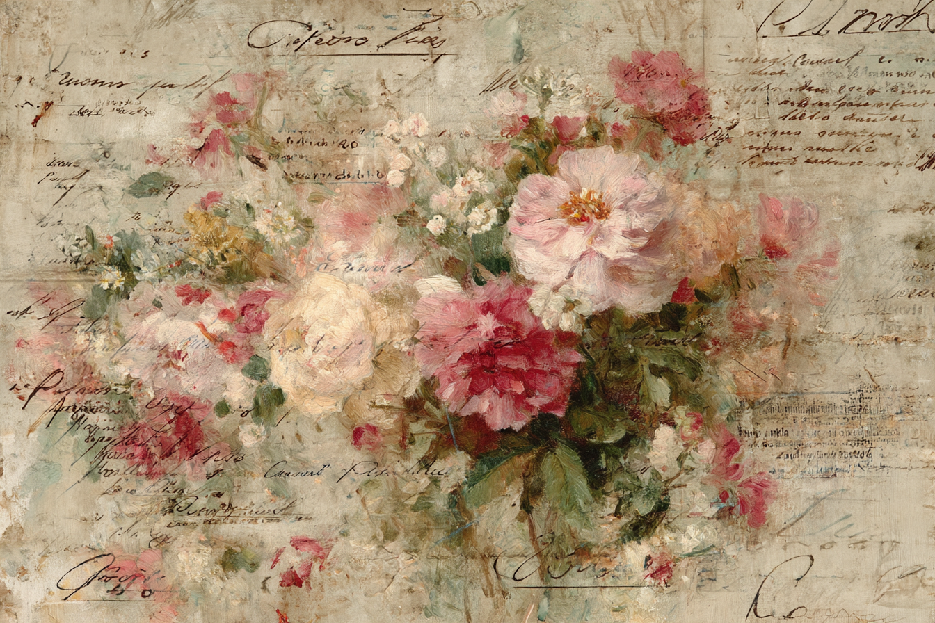 Vintage Und Shabby Blumen Gemaelde Handgeschriebenertext Vintagekunst | Vintage Shabby | Einrichtungsstile