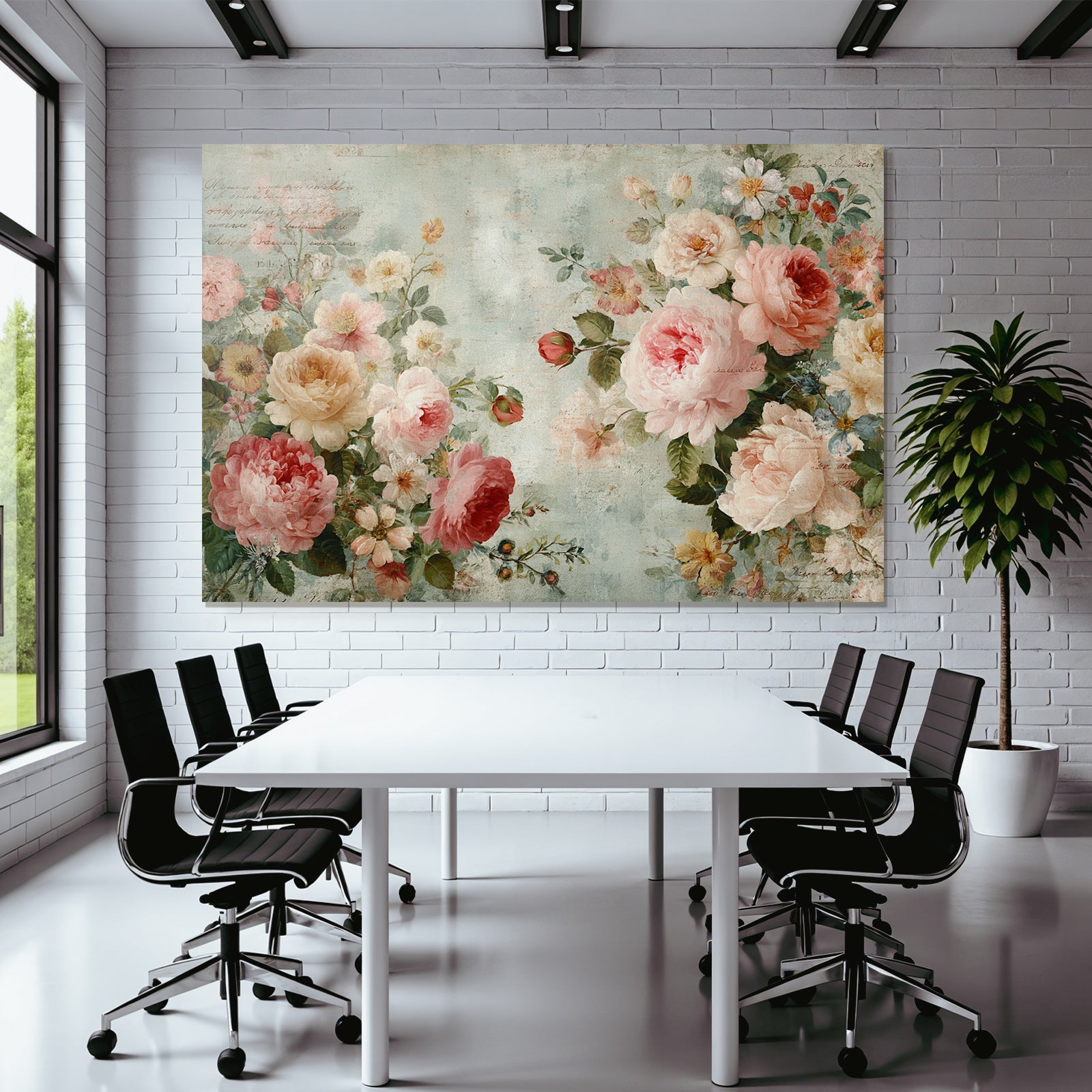 Vintage and shabby floral illustration with soft colors and textured background