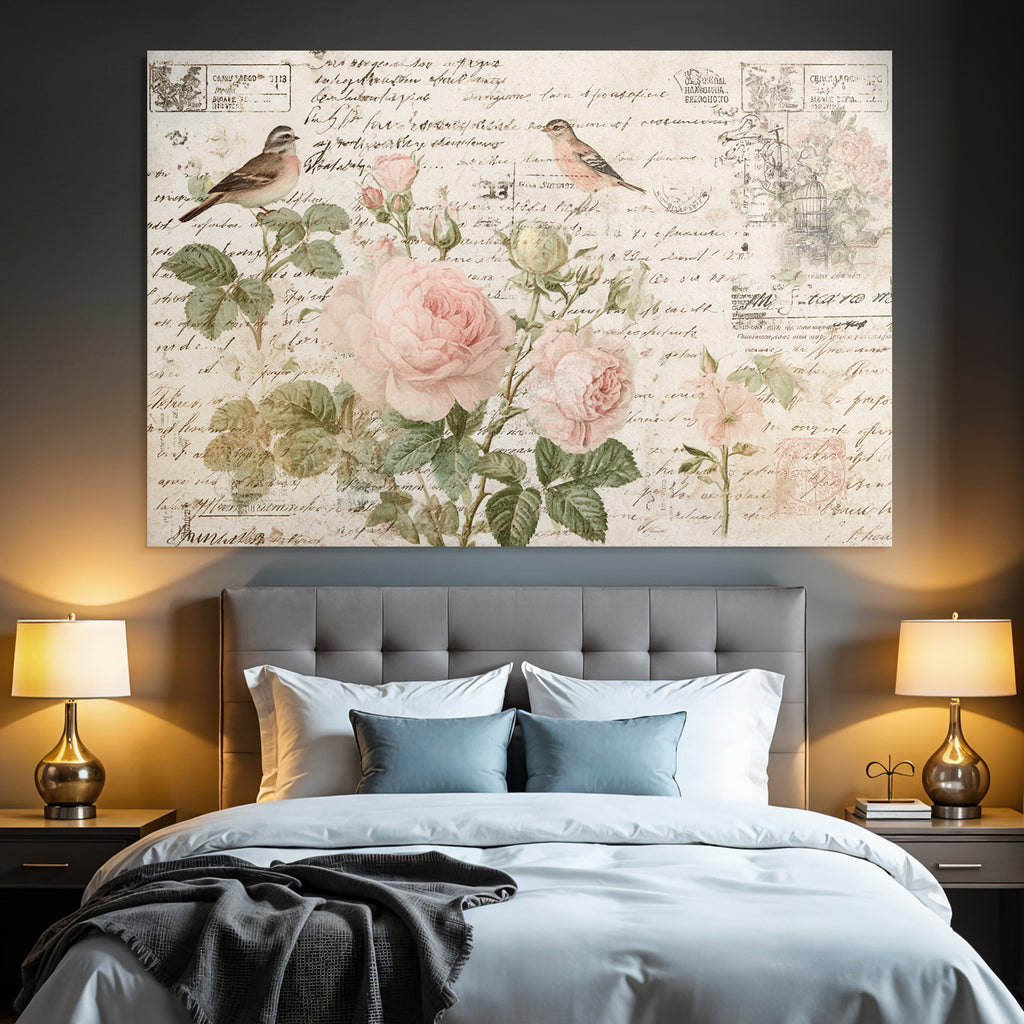 Vintage Und Shabby Blumen Und Voegel Vintage Illustration