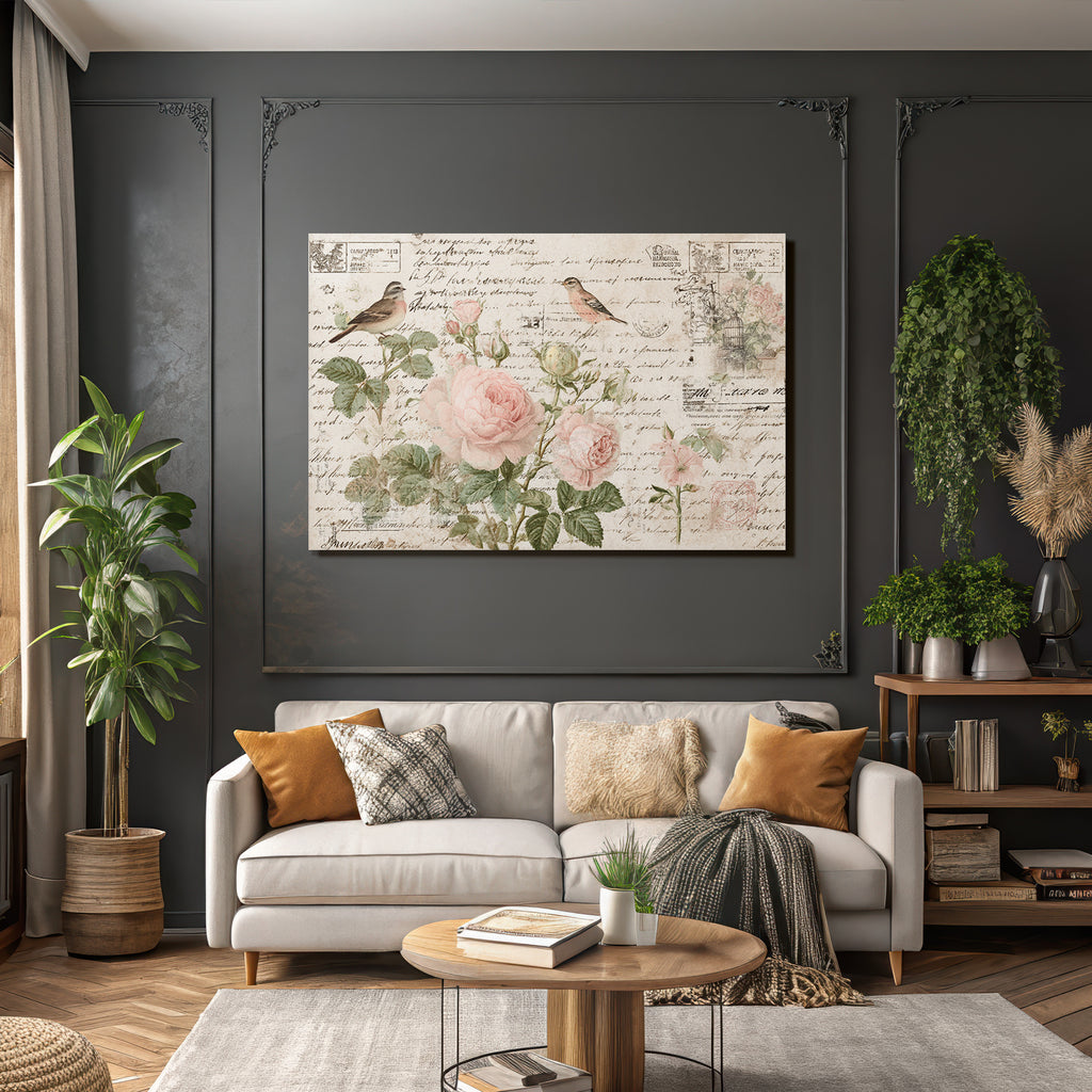 Vintage Und Shabby Blumen Und Voegel Vintage Illustration