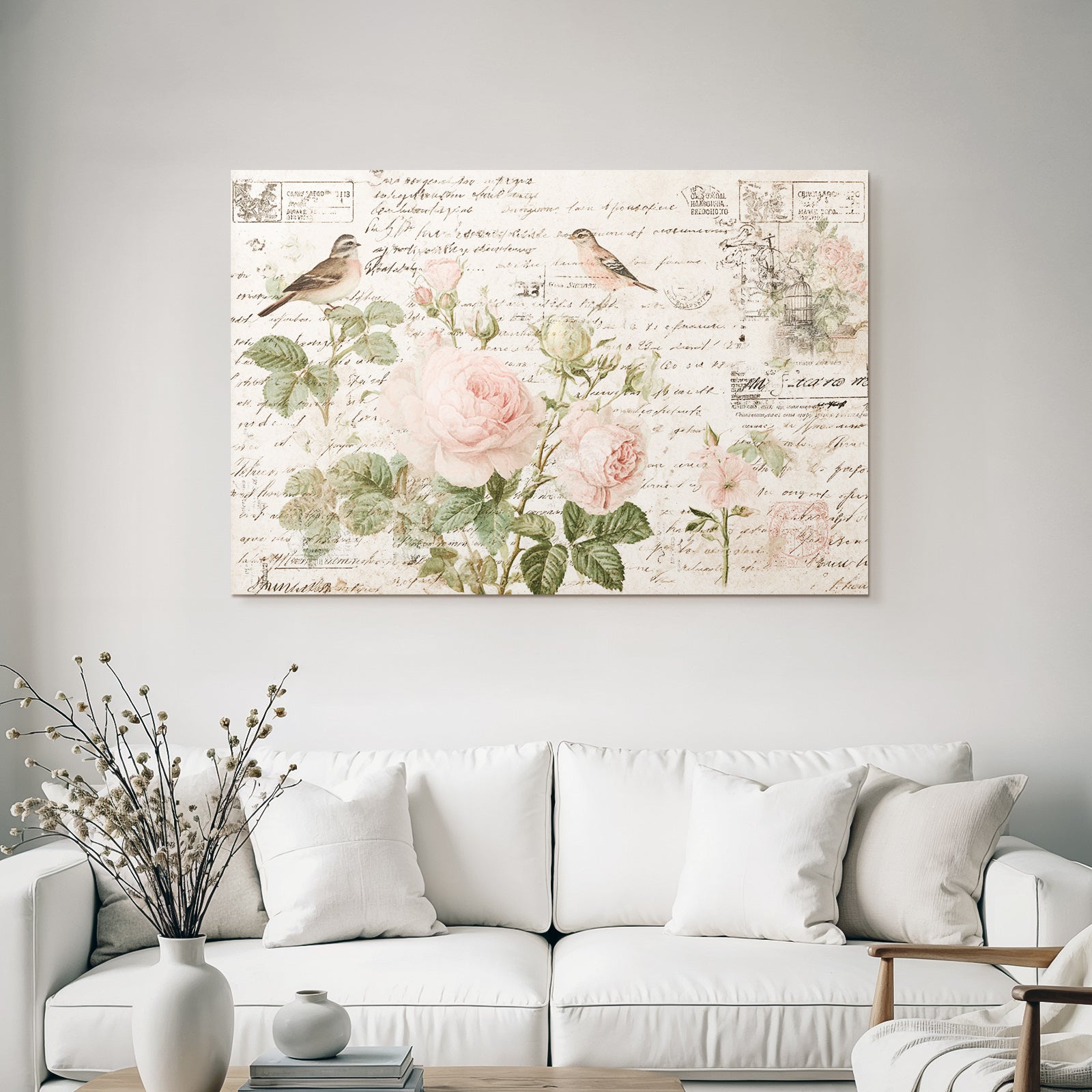 Vintage and Shabby Flowers and Birds Vintage Illustration
