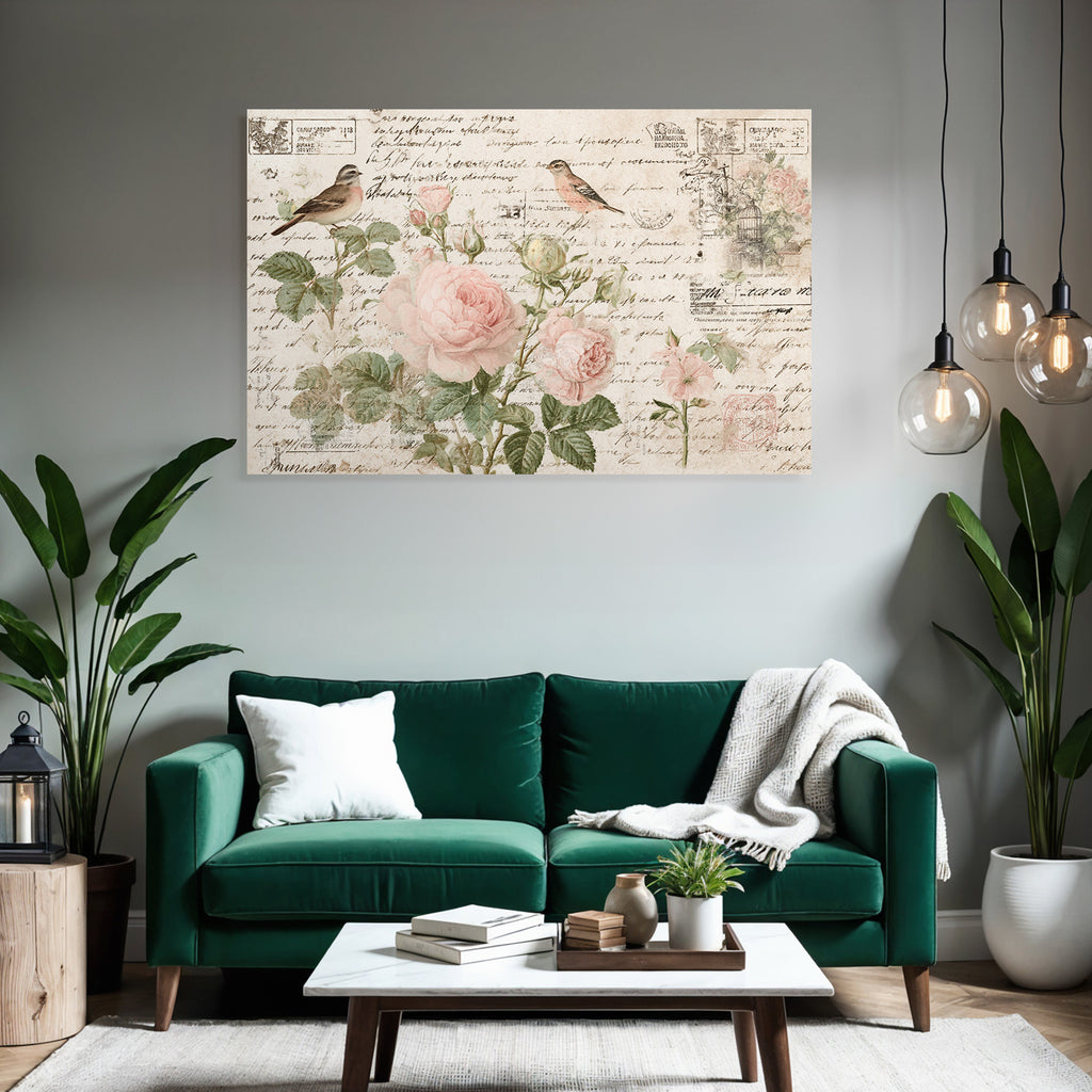 Vintage Und Shabby Blumen Und Voegel Vintage Illustration