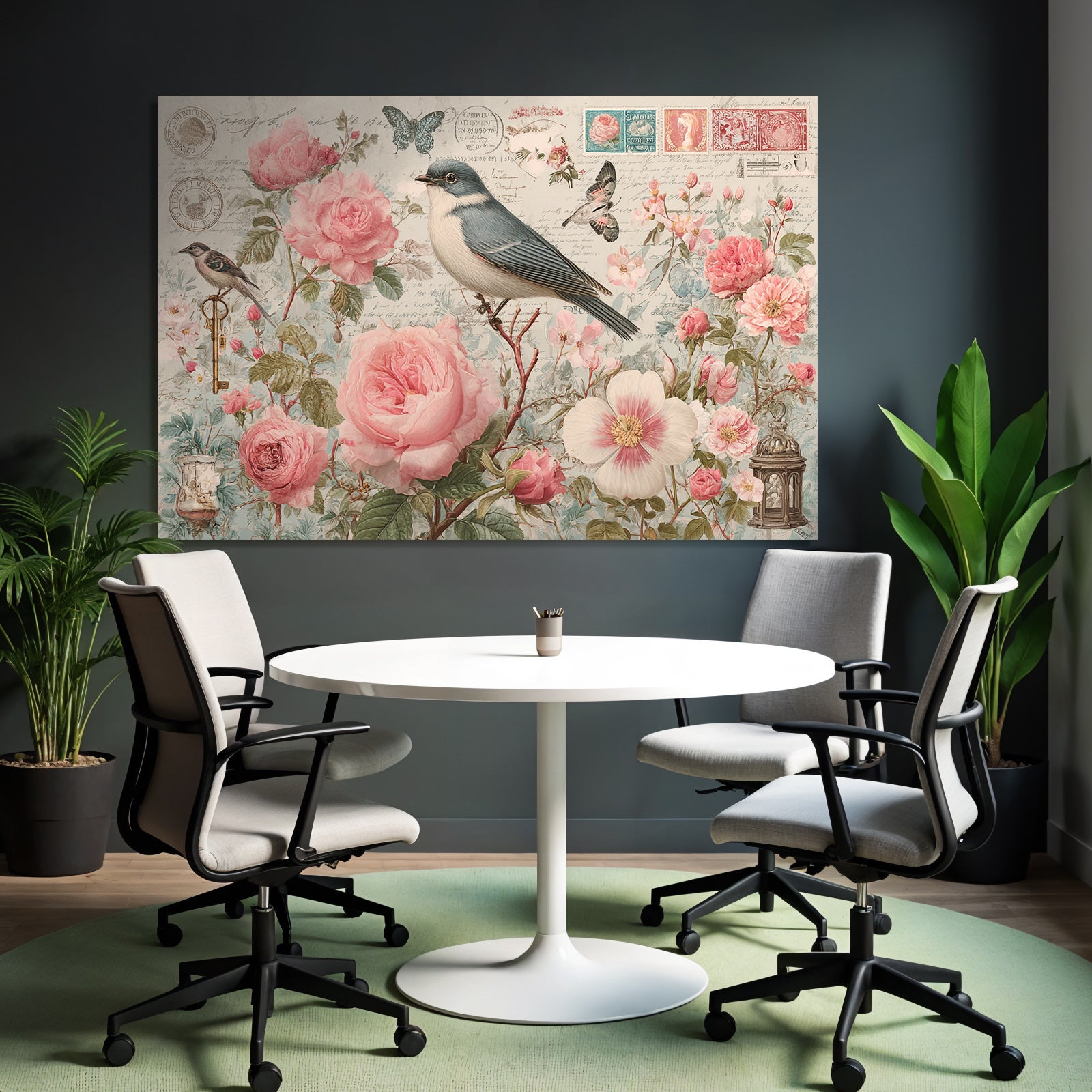 Vintage and shabby flowers, birds, butterflies, vintage design