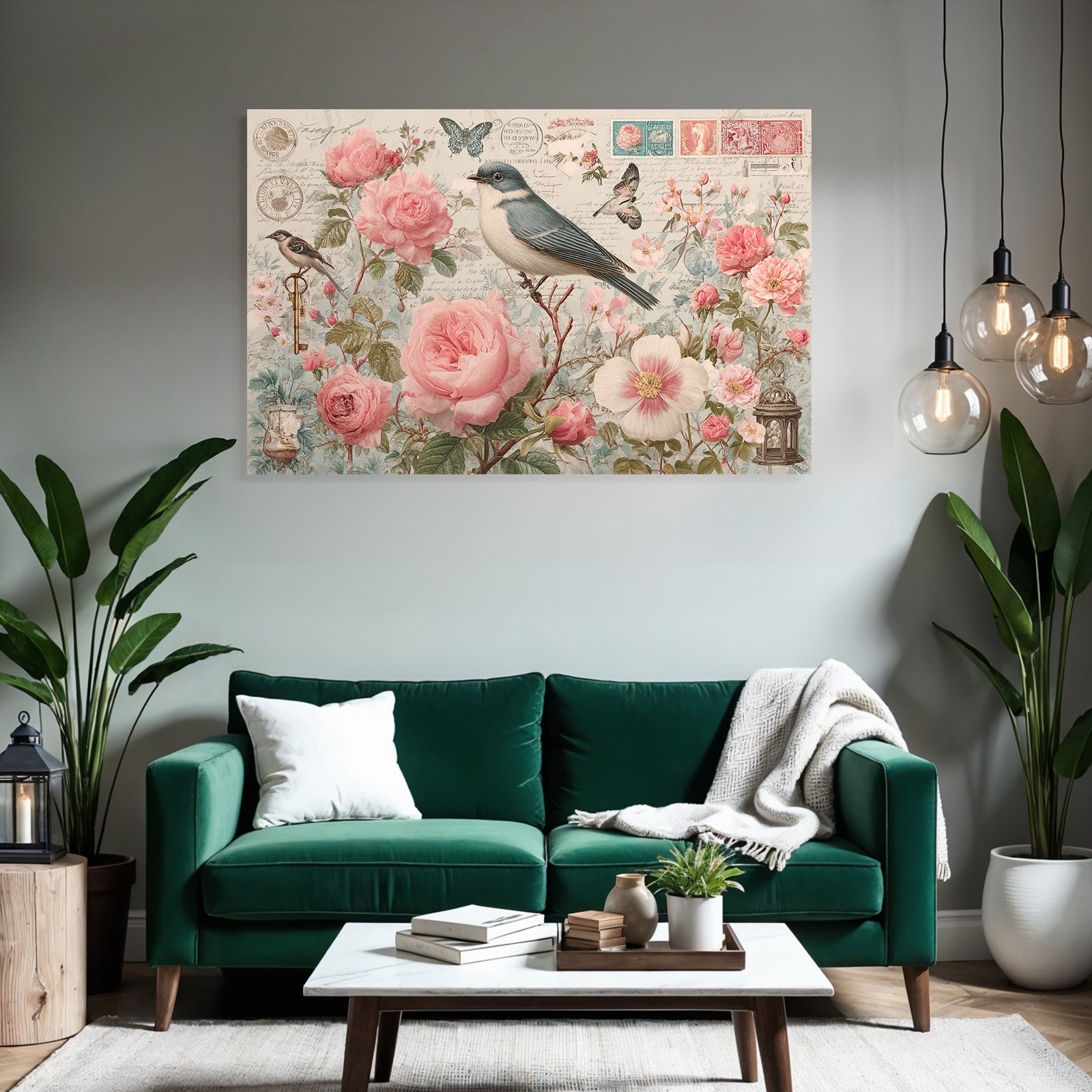 Vintage and shabby flowers, birds, butterflies, vintage design