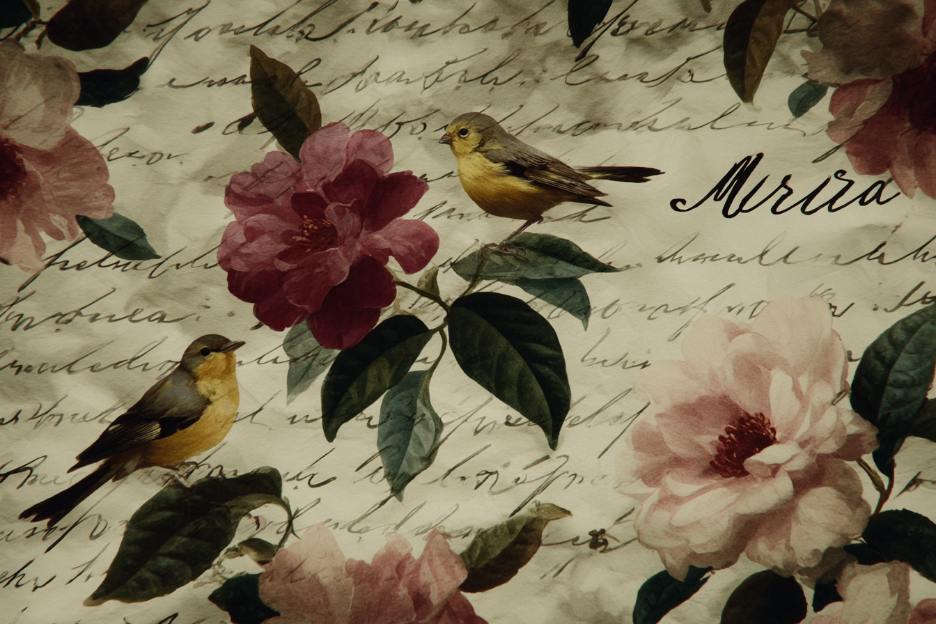 Vintage Und Shabby Blumendesign Mit Voegeln Und Handschriftlichem Text | Vintage Shabby | Einrichtungsstile
