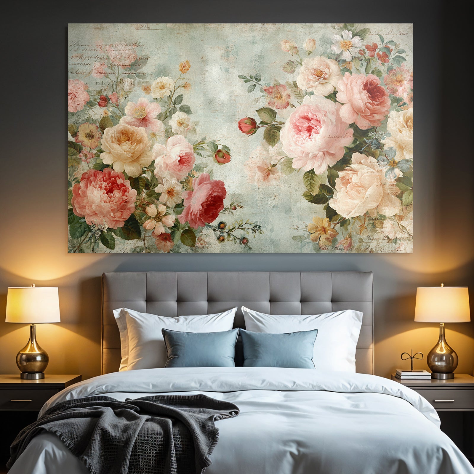 Vintage and shabby floral design roses flowers vintage background