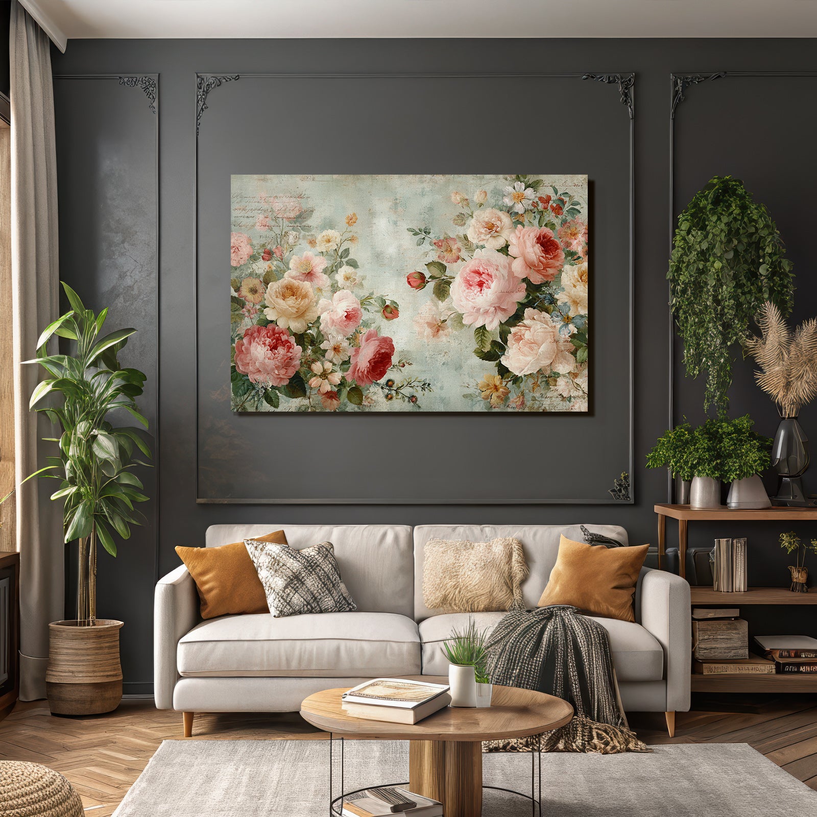 Vintage and shabby floral design roses flowers vintage background