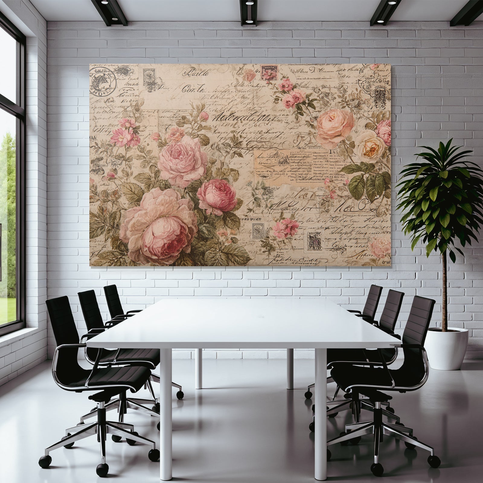Vintage and shabby floral design with roses and vintage text for decorative use