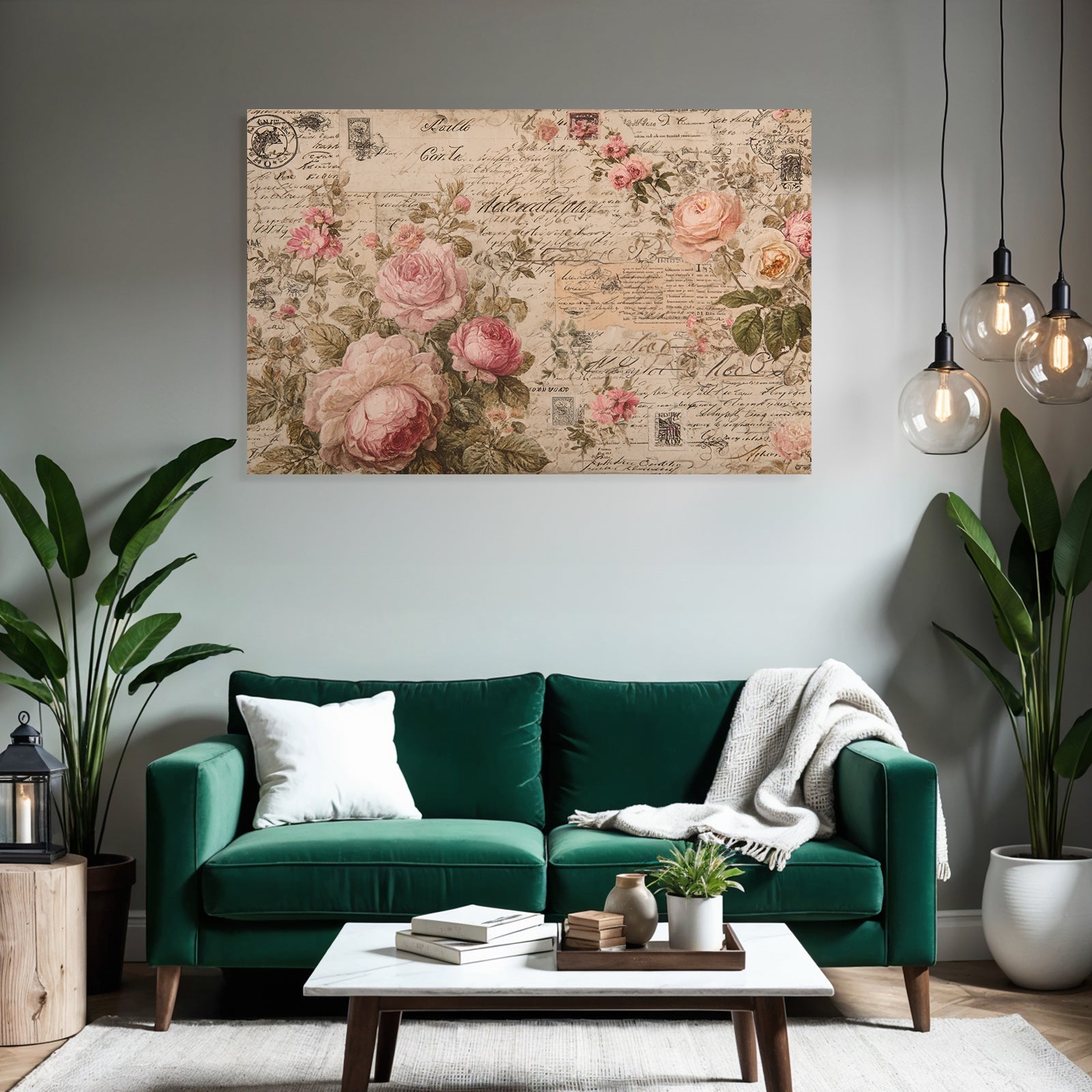 Vintage and shabby floral design with roses and vintage text for decorative use