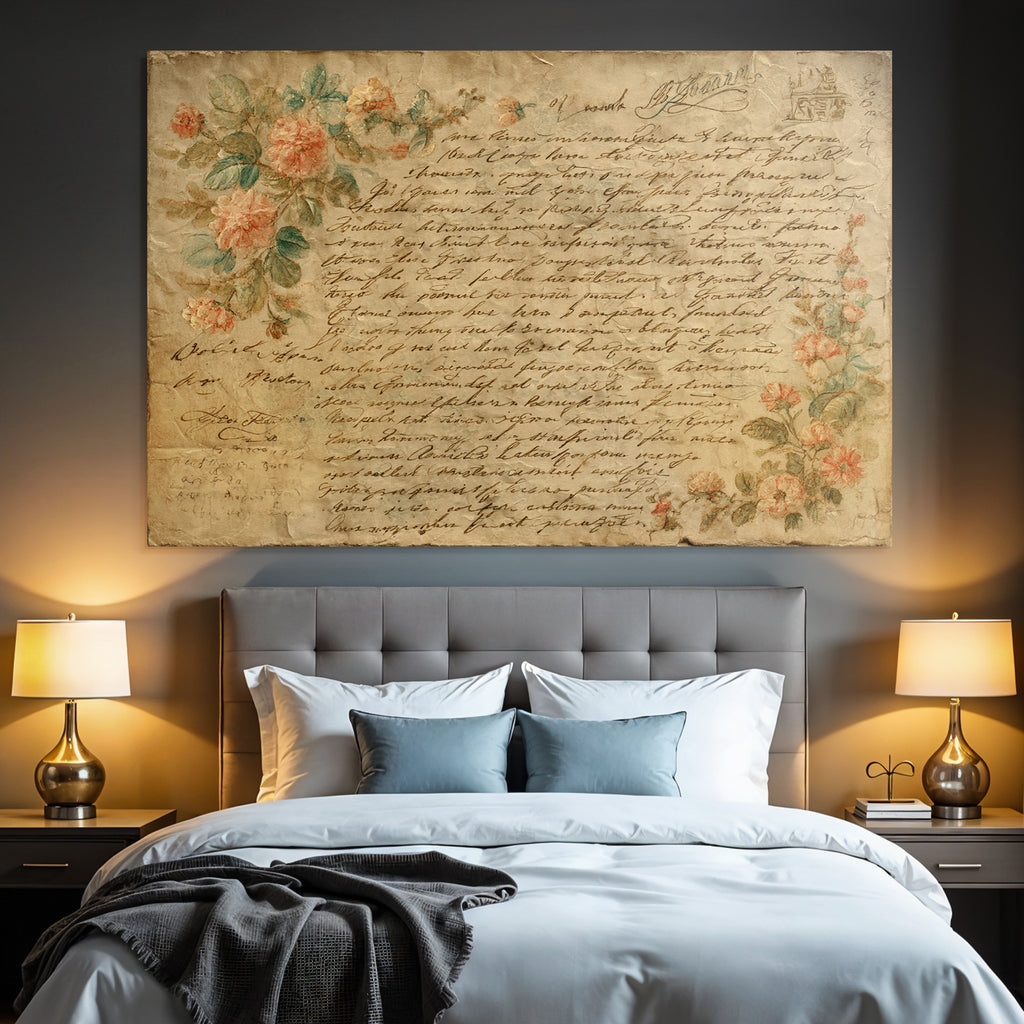 Vintage Und Shabby Handgeschriebener Brief Mit Blumenmotiven Vintage