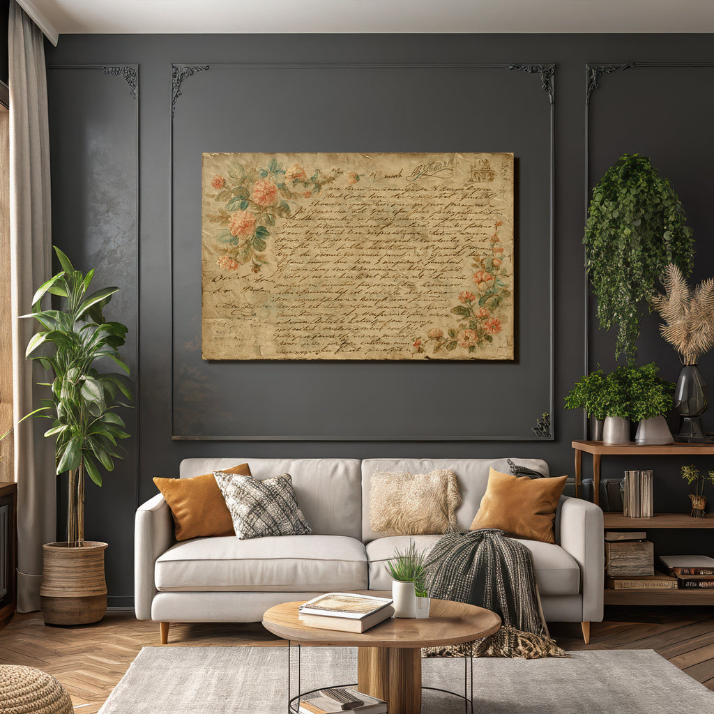 Vintage Und Shabby Handgeschriebener Brief Mit Blumenmotiven Vintage