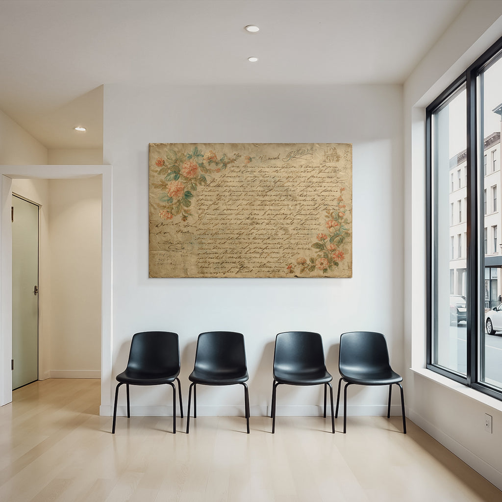 Vintage Und Shabby Handgeschriebener Brief Mit Blumenmotiven Vintage