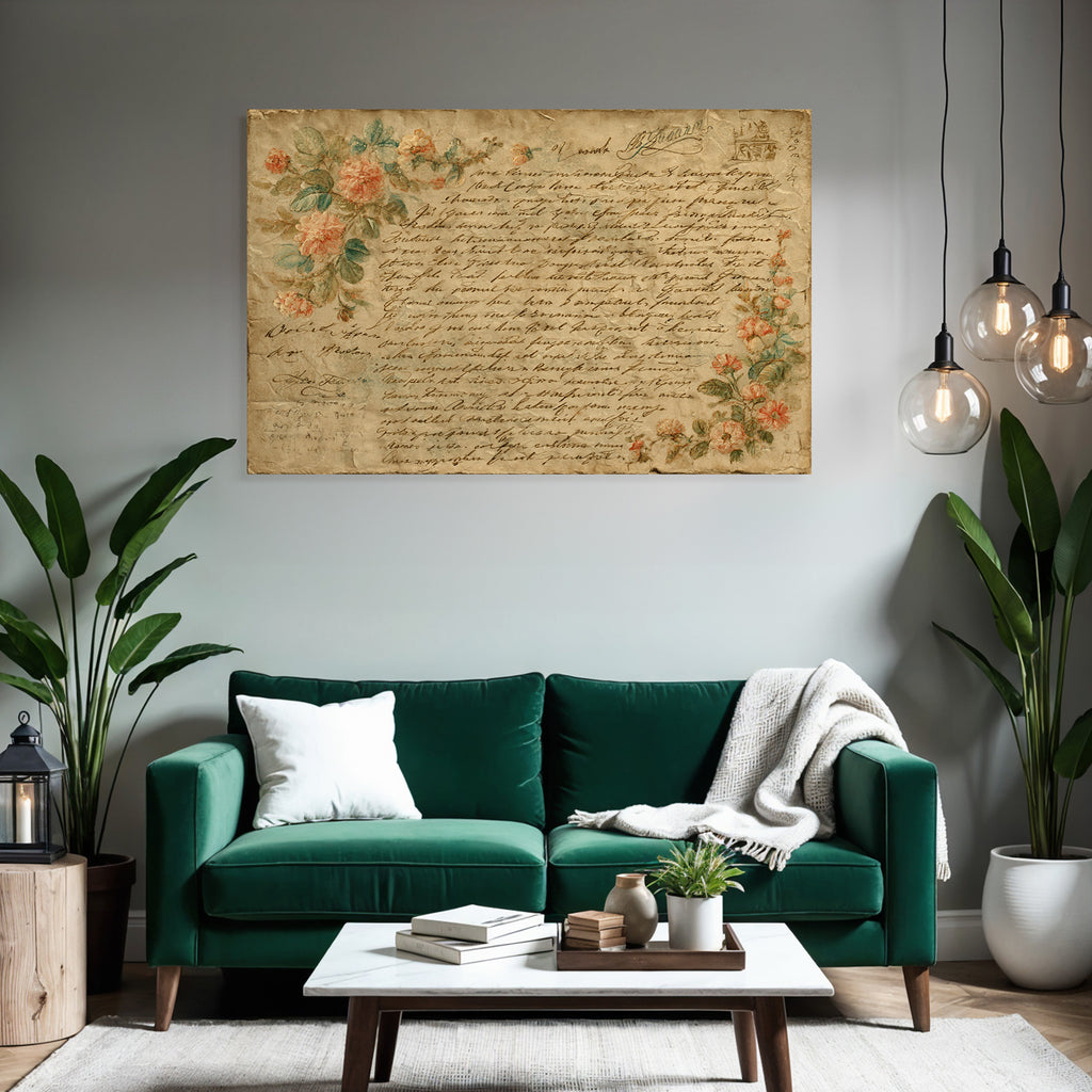 Vintage Und Shabby Handgeschriebener Brief Mit Blumenmotiven Vintage