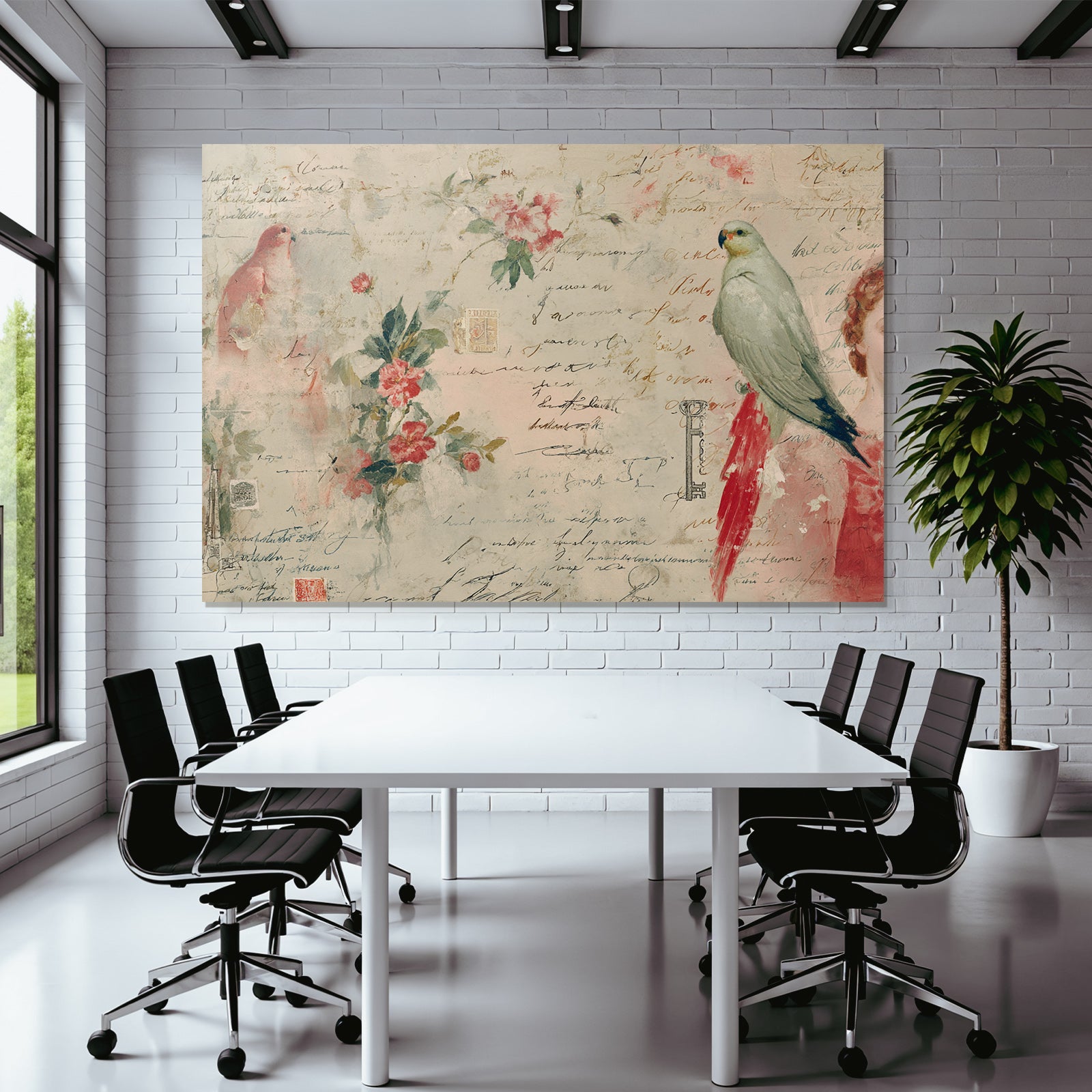 Vintage and shabby pastel colored flowers birds handwritten txt