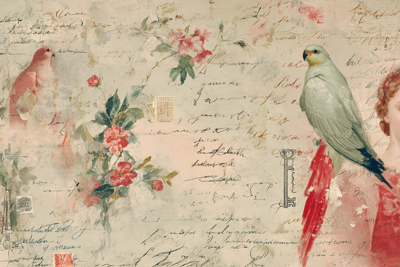 Vintage Und Shabby Pastellfarbeneblumenvoegelhandgeschriebenettxt | Vintage Shabby | Einrichtungsstile