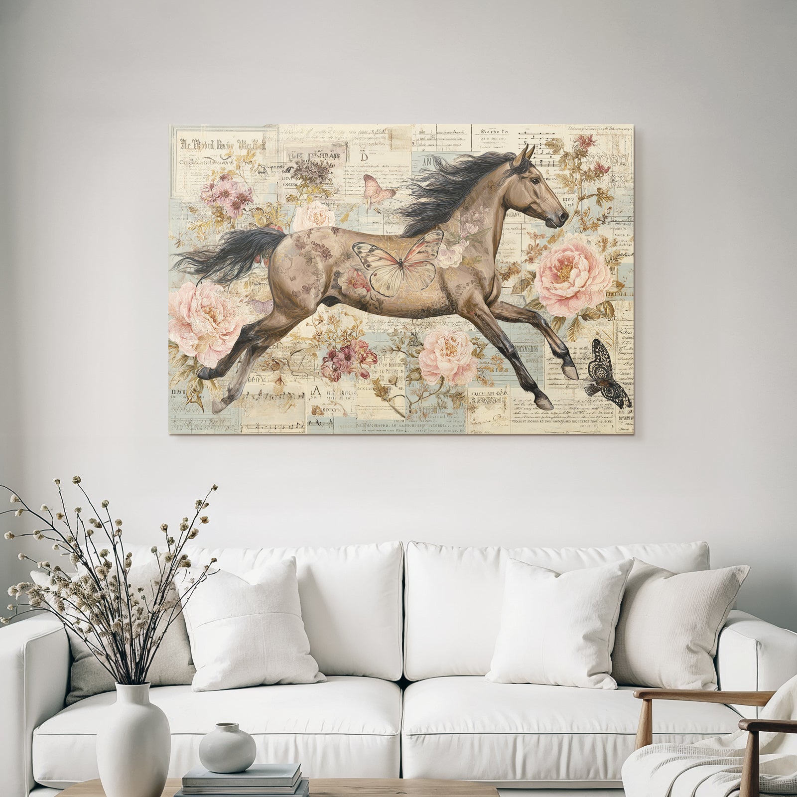 Vintage and shabby horse flora decorative