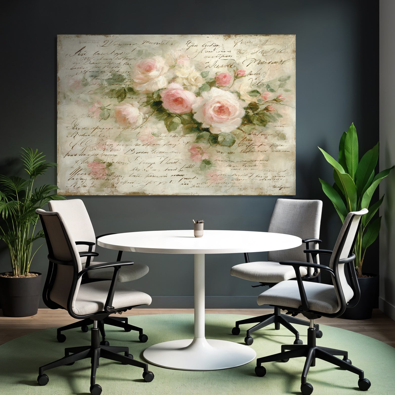 Vintage and shabby pink white roses hand written text vintage