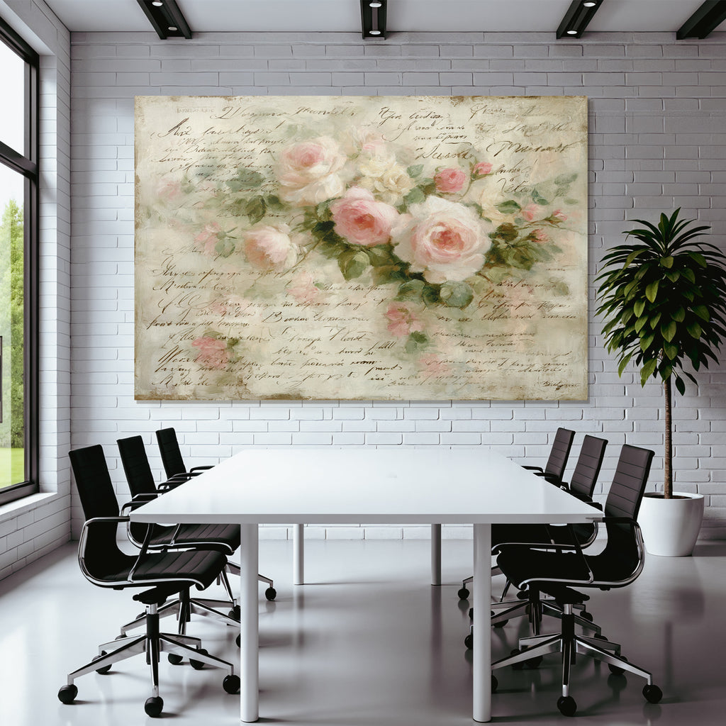 Vintage Und Shabby Pink Weisse Rosen Hand Geschriben Text Vintage