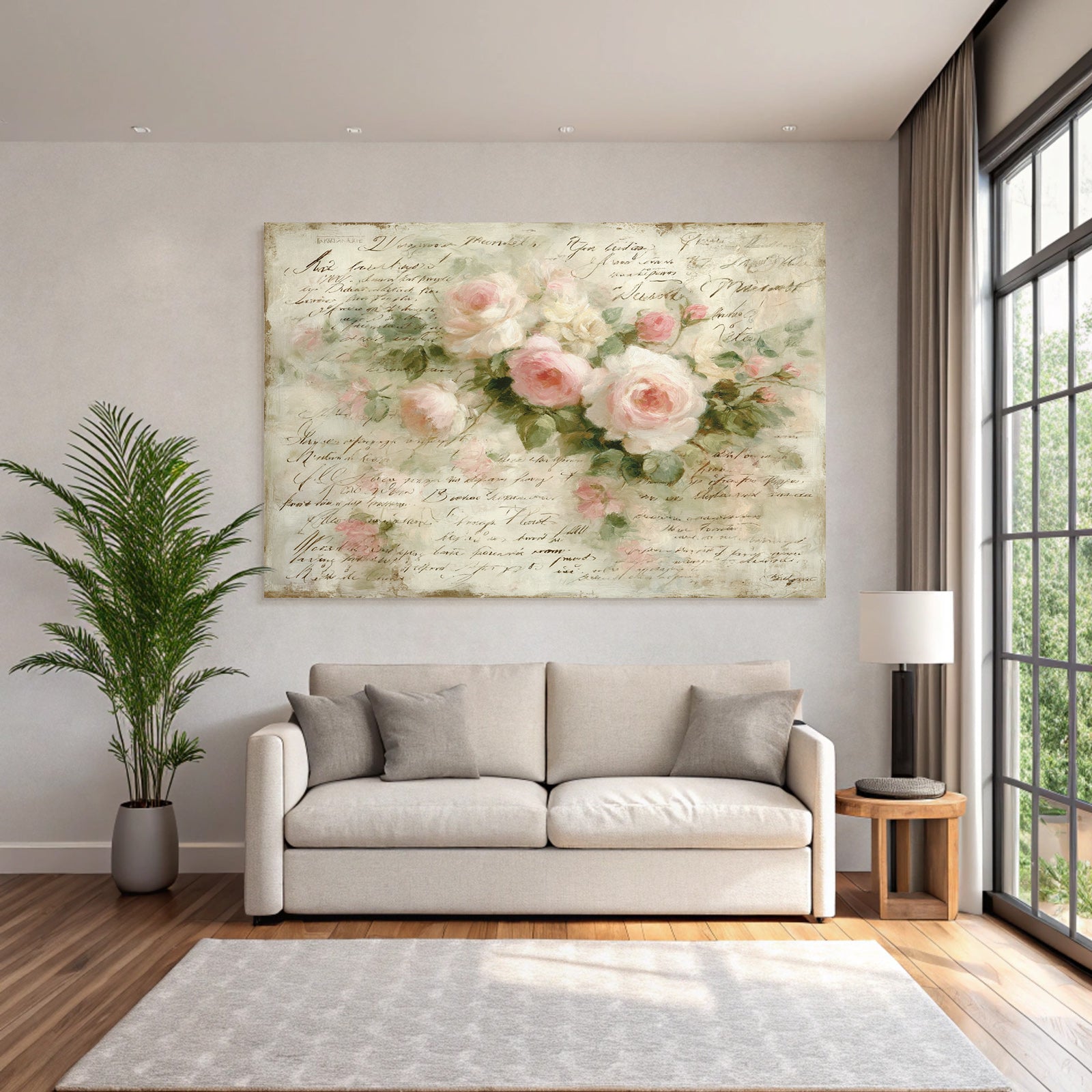 Vintage and shabby pink white roses hand written text vintage