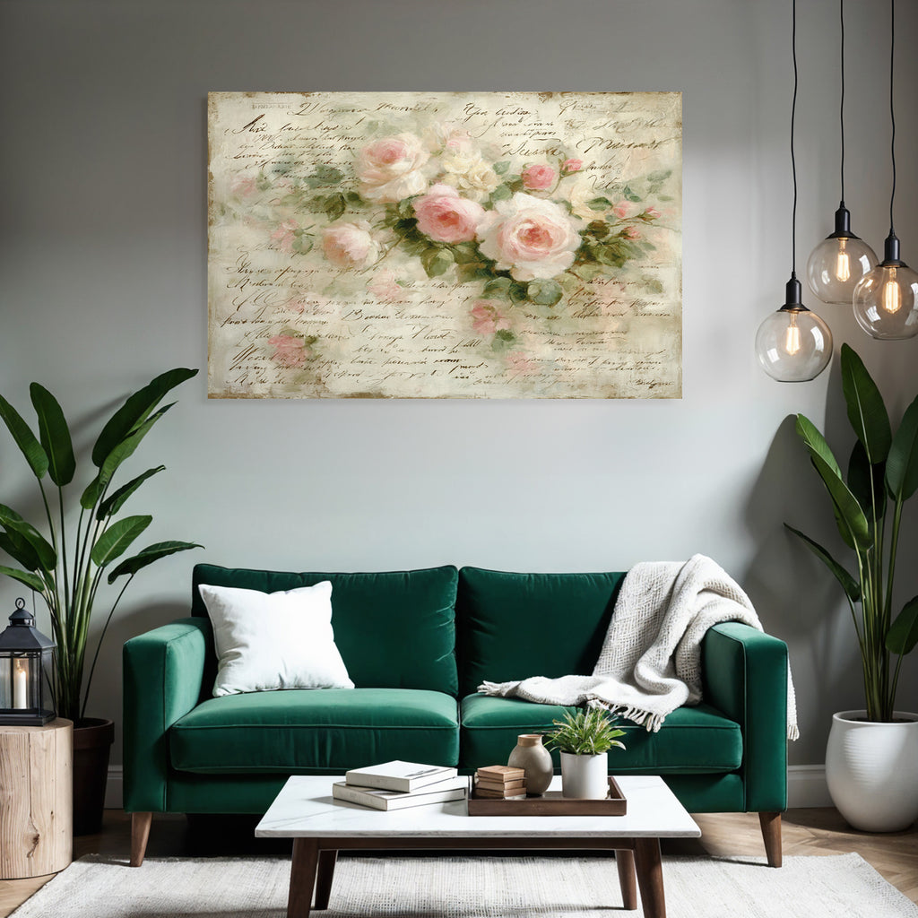 Vintage Und Shabby Pink Weisse Rosen Hand Geschriben Text Vintage