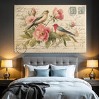 Vintage Und Shabby Vintage Postkarte Mit Voegeln Und Blumen