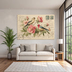 Vintage Und Shabby Vintage Postkarte Mit Voegeln Und Blumen