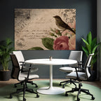 Vintage Und Shabby Vintage Postkarte Vogel Rosen Handschrift