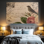 Vintage Und Shabby Vintage Postkarte Vogel Rosen Handschrift