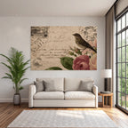 Vintage Und Shabby Vintage Postkarte Vogel Rosen Handschrift