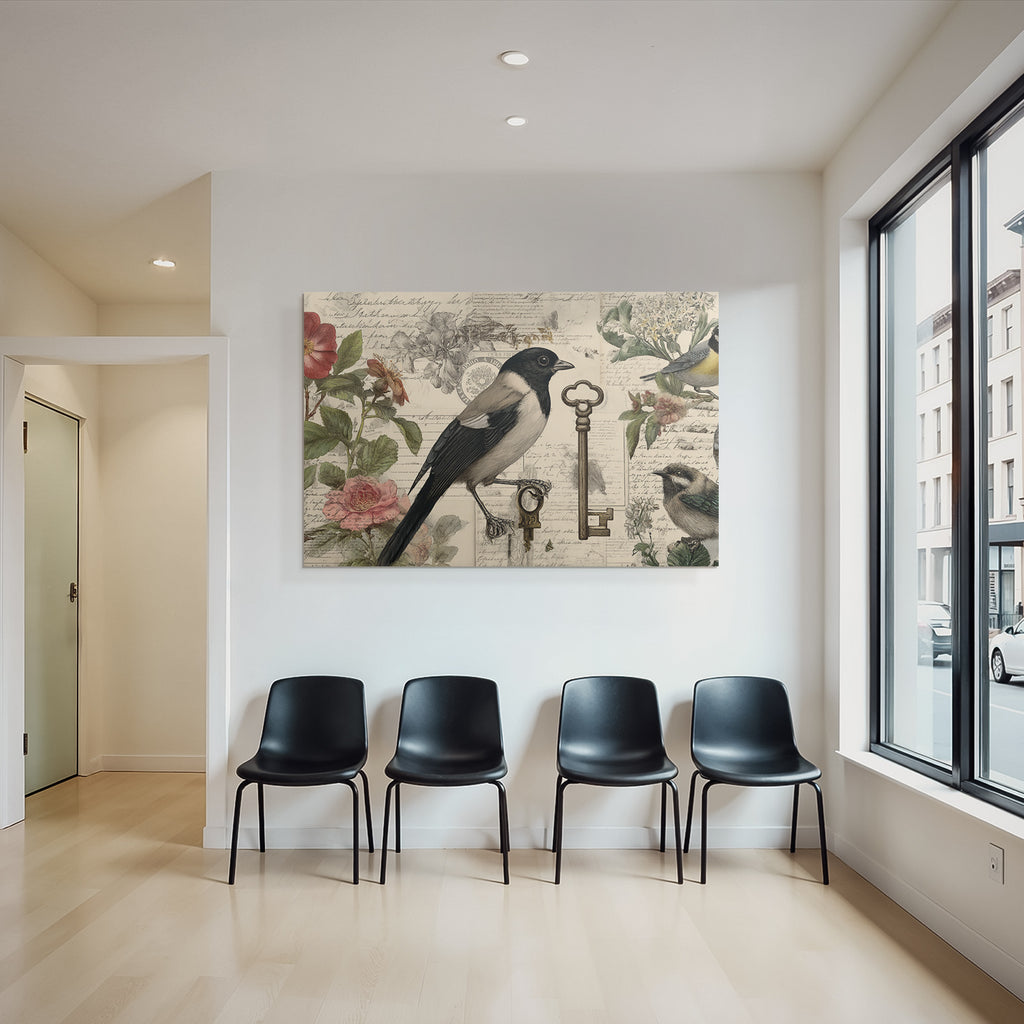 Vintage Und Shabby Voegel Und Blumen Vintage Elemente Nostalgisch Illustration