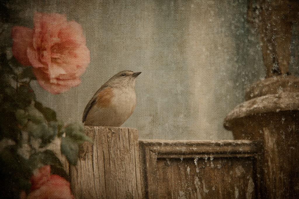 Vintage Und Shabby Vogel Auf Holz Rosen Wasser Hintergrund | Vintage Shabby | Einrichtungsstile