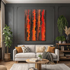 Abstracte Kunst Red Orange Black Brown Mit Texturierte Oberfläche