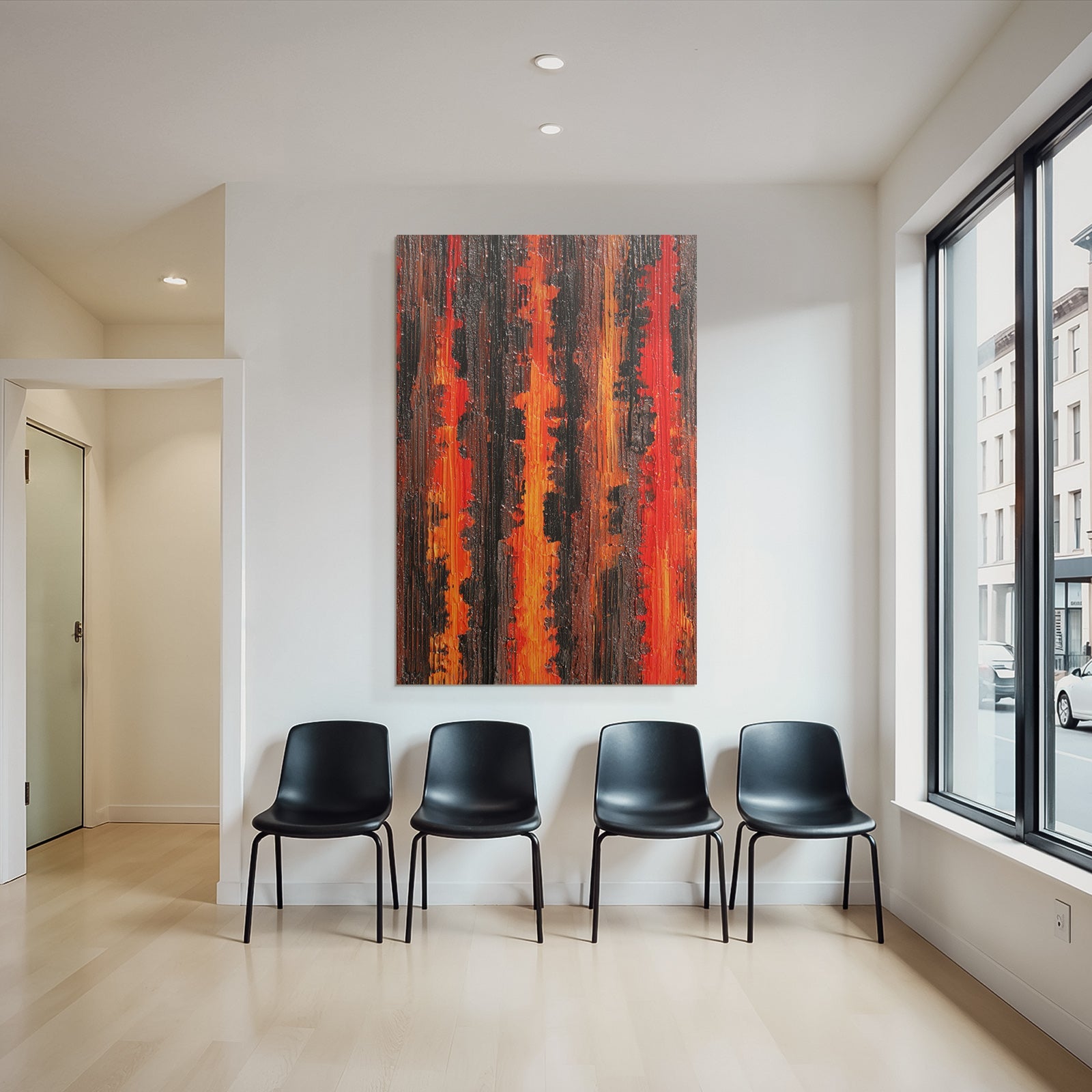 Abstracte Kunst Red Orange Black Brown Mit Texturierte Oberfläche