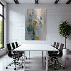 Abstrakte Kunst Blau Weiss Gold Mischtechniken