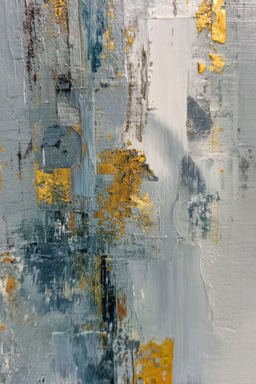 Abstrakte Kunst Blau Weiss Gold Mischtechniken | Bronze Anthrazit Terrakotta | Farbenwelten