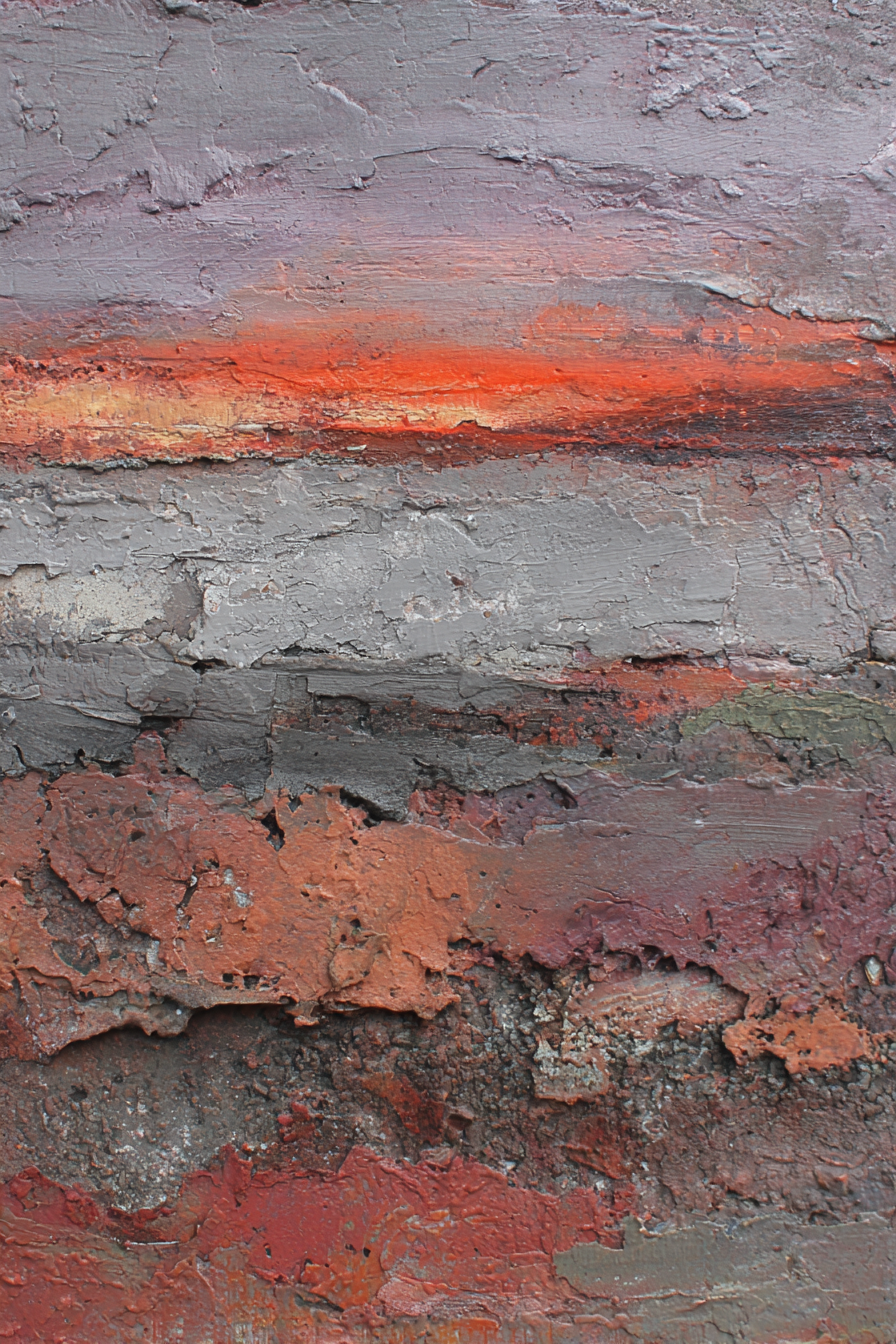 Abstrakte Landschaft Mit Textur Von Grau Rot Und Orange Sonnenaufgang Sunset | Bronze Anthrazit Terrakotta | Farbenwelten
