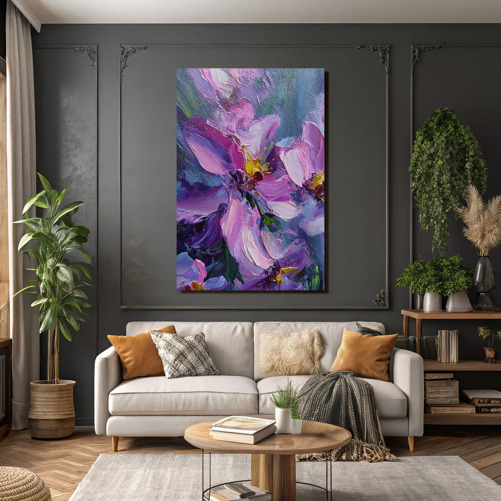 Blumen Malerei Nahaufnahme Vibrante Farben Ölbild