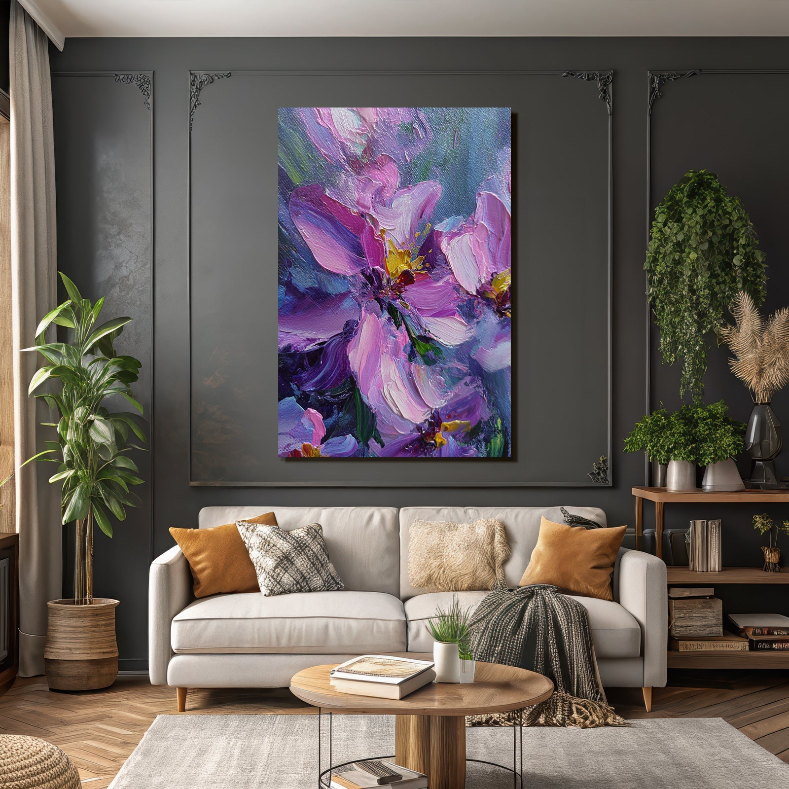 Blumen Malerei Nahaufnahme Vibrante Farben Ölbild